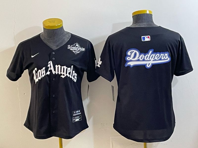 Women 2026 Los Angeles Dodgers Blank Black Game Nike MLB Jersey style 0020